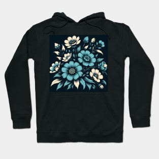 Blue Floral Pattern Hoodie